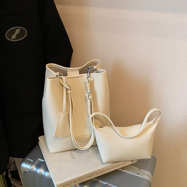 Set: Faux Leather Bucket Bag + Shoulder Bag