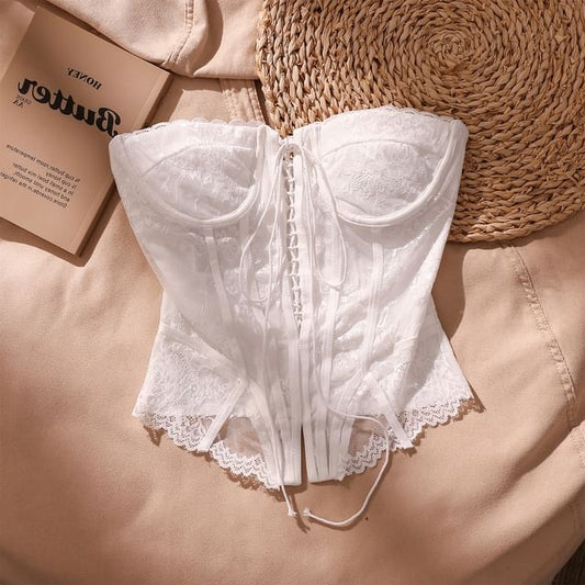 Plain Lace Corset Top - Elegant Fit