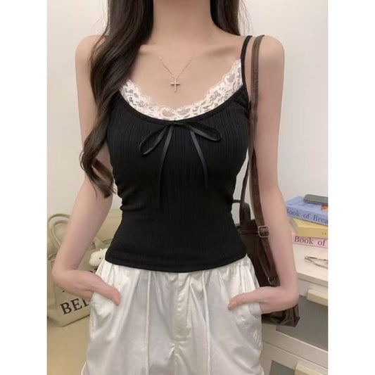 Lace Trim Crop Cami Top