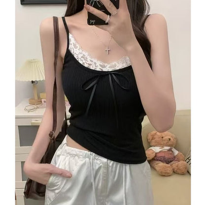 Lace Trim Crop Cami Top