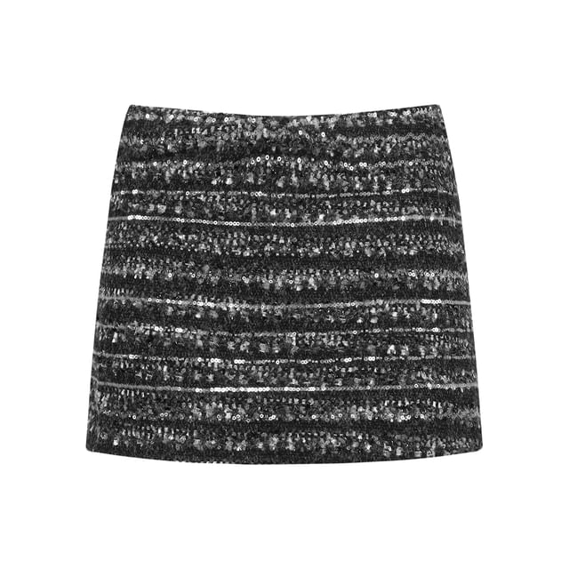 High Rise Striped Mini A-Line Skirt