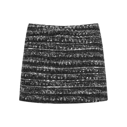 High Rise Striped Mini A-Line Skirt