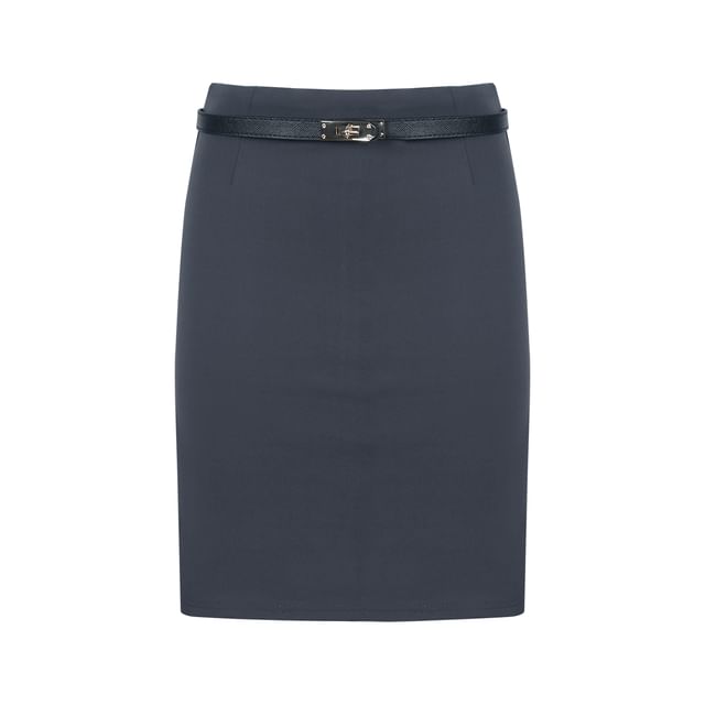Sleeveless Mock Neck Solid Knit Top / Solid Cardigan / High Rise Mini Pencil Skirt Set