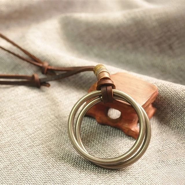 Genuine Leather Double Hoop Necklace