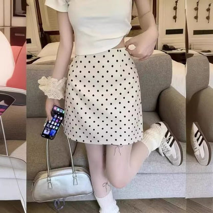 High Rise Polka Dot Mini A-Line Skirt