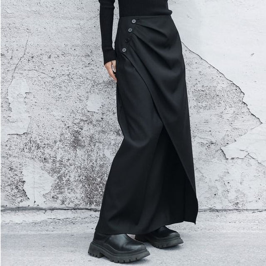 High Rise Wrap Skirt with Slit - Maxi