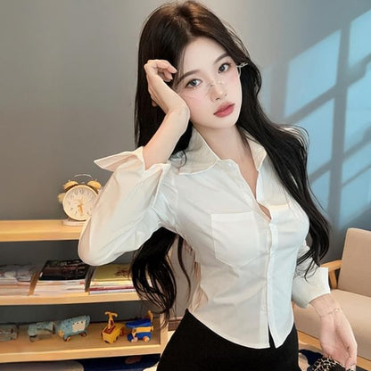 Crop Top & Mini Skirt Set - Long Sleeve