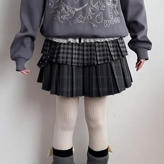 Tiered Pleated Mini A-Line Skirt - Mid Rise