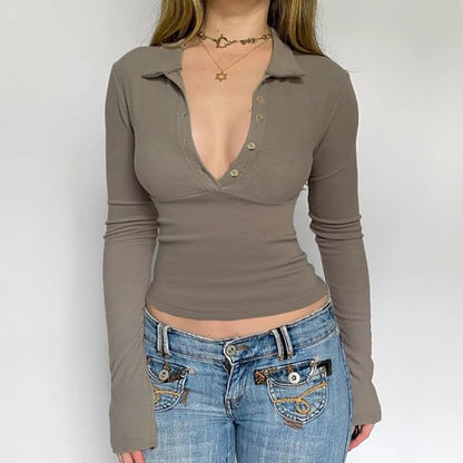 Collared Slim Fit Long Sleeve Tee