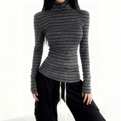 Striped Turtleneck Long Sleeve Tee