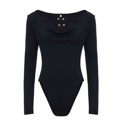 Beaded V-Neck Long Sleeve Bodysuit