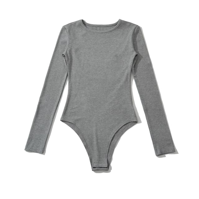 Plain Long Sleeve Bodysuit Top