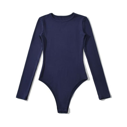 Plain Long Sleeve Bodysuit Top