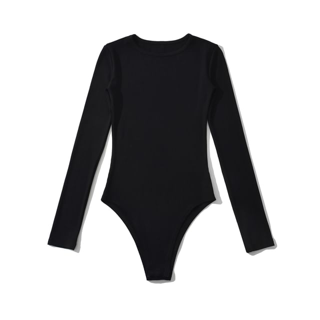 Plain Long Sleeve Bodysuit Top