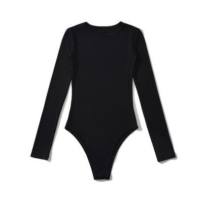 Plain Long Sleeve Bodysuit Top