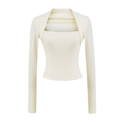 Square Neck Crop Top with Solid Color