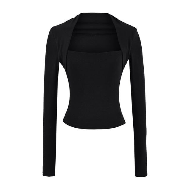 Square Neck Crop Top with Solid Color