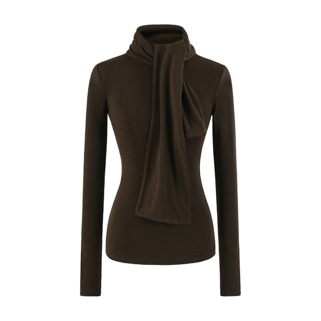 Mock Neck Long-Sleeve Top in Solid Hue