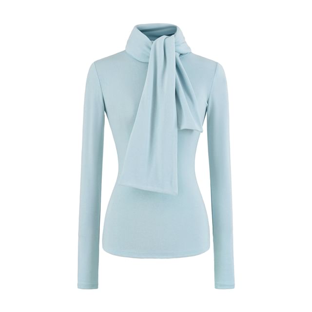 Mock Neck Long-Sleeve Top in Solid Hue