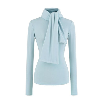 Mock Neck Long-Sleeve Top in Solid Hue