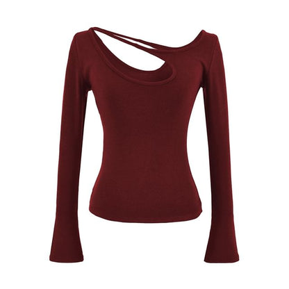 Cutout Design Long Sleeve Blouse