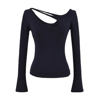 Cutout Design Long Sleeve Blouse
