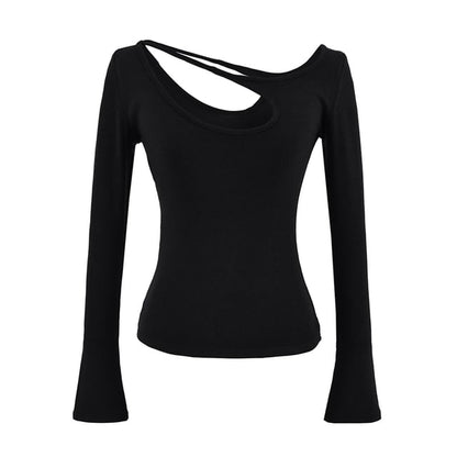 Cutout Design Long Sleeve Blouse