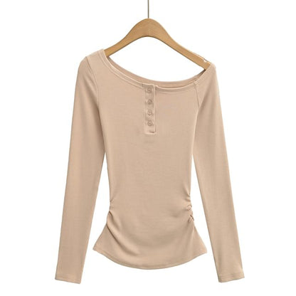 Off Shoulder Long Sleeve Blouse