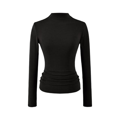 Knit Mock Neck Long Sleeve Pullover