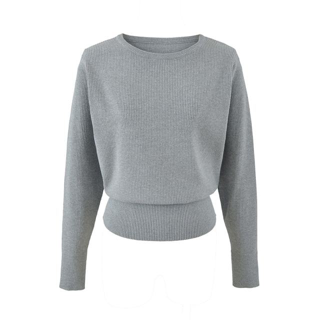 Crew Neck Solid Knit Sweater