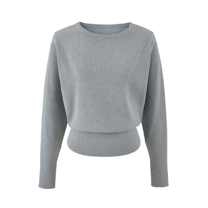 Crew Neck Solid Knit Sweater