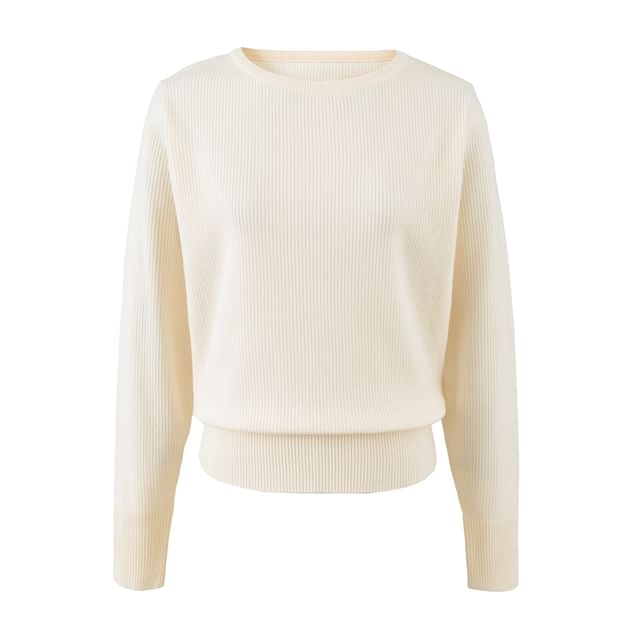 Crew Neck Solid Knit Sweater