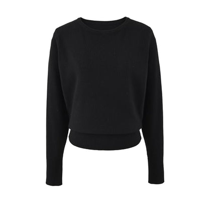 Crew Neck Solid Knit Sweater