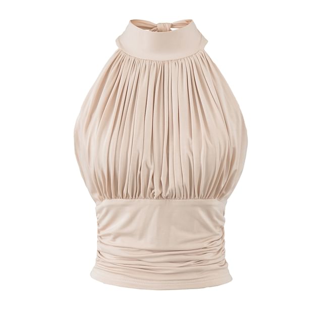 Mock Neck Sleeveless Top in Plain Design
