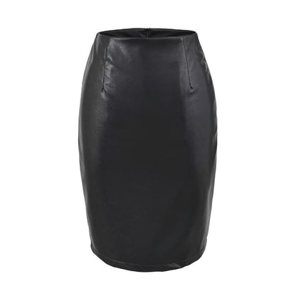 Faux Leather Pencil Skirt - High Waist