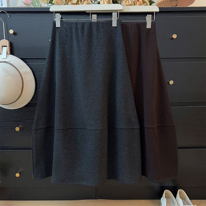 High Waist Plain Maxi A-Line Skirt
