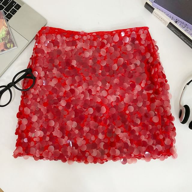 High Rise Sequin Mini A-Line Tutu Skirt
