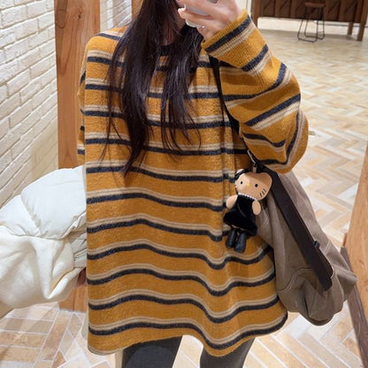 Drop Shoulder Crew Neck Striped Tee