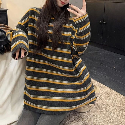 Drop Shoulder Crew Neck Striped Tee