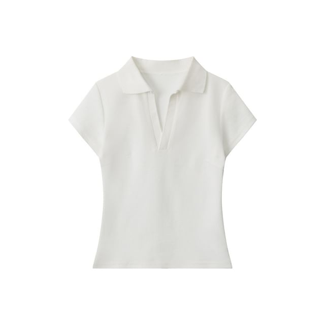 V-Neck Slim Fit Polo Short Sleeve Top