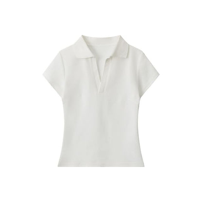 V-Neck Slim Fit Polo Short Sleeve Top