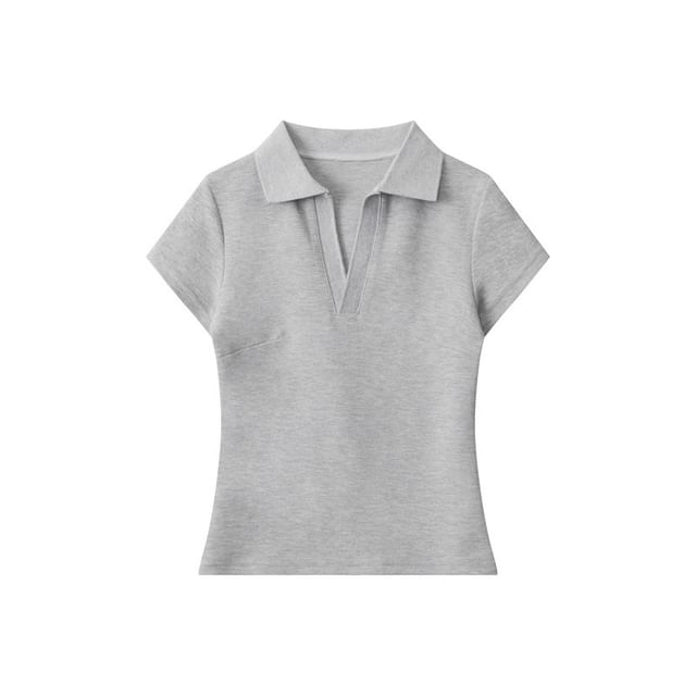 V-Neck Slim Fit Polo Short Sleeve Top