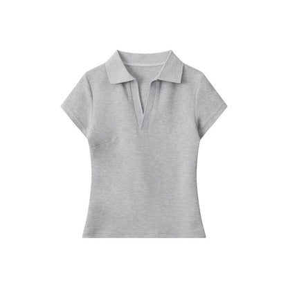 V-Neck Slim Fit Polo Short Sleeve Top