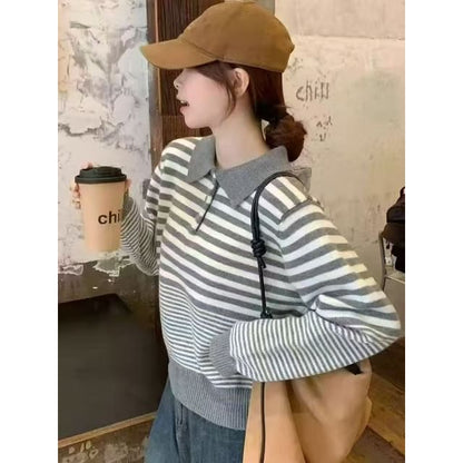 Striped Polo Neck Knitwear