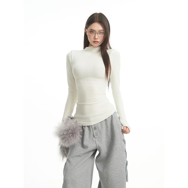 High Neck Tee with Long Sleeves