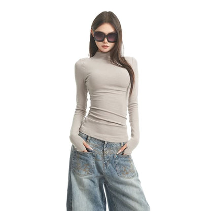 High Neck Tee with Long Sleeves