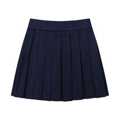 Knitted High-Waist Pleated A-Line Mini Skirt
