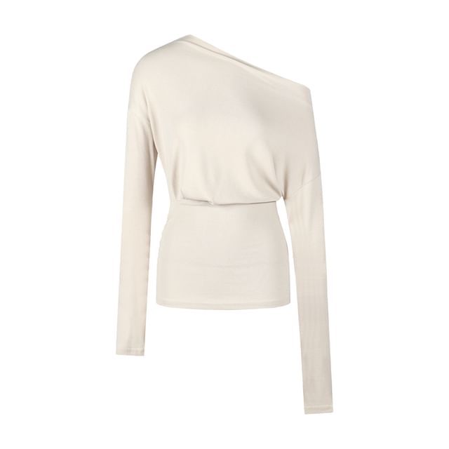 One-Shoulder Tee with Long Sleeves