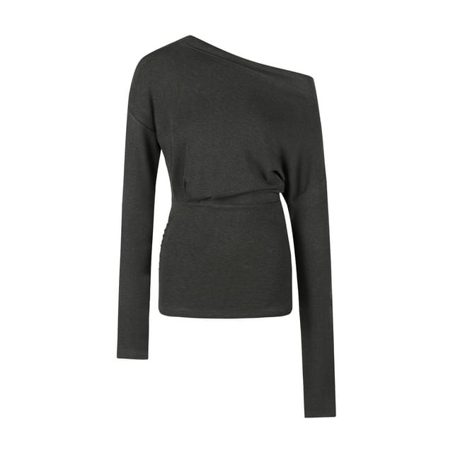 One-Shoulder Tee with Long Sleeves