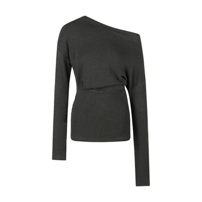 One-Shoulder Tee with Long Sleeves